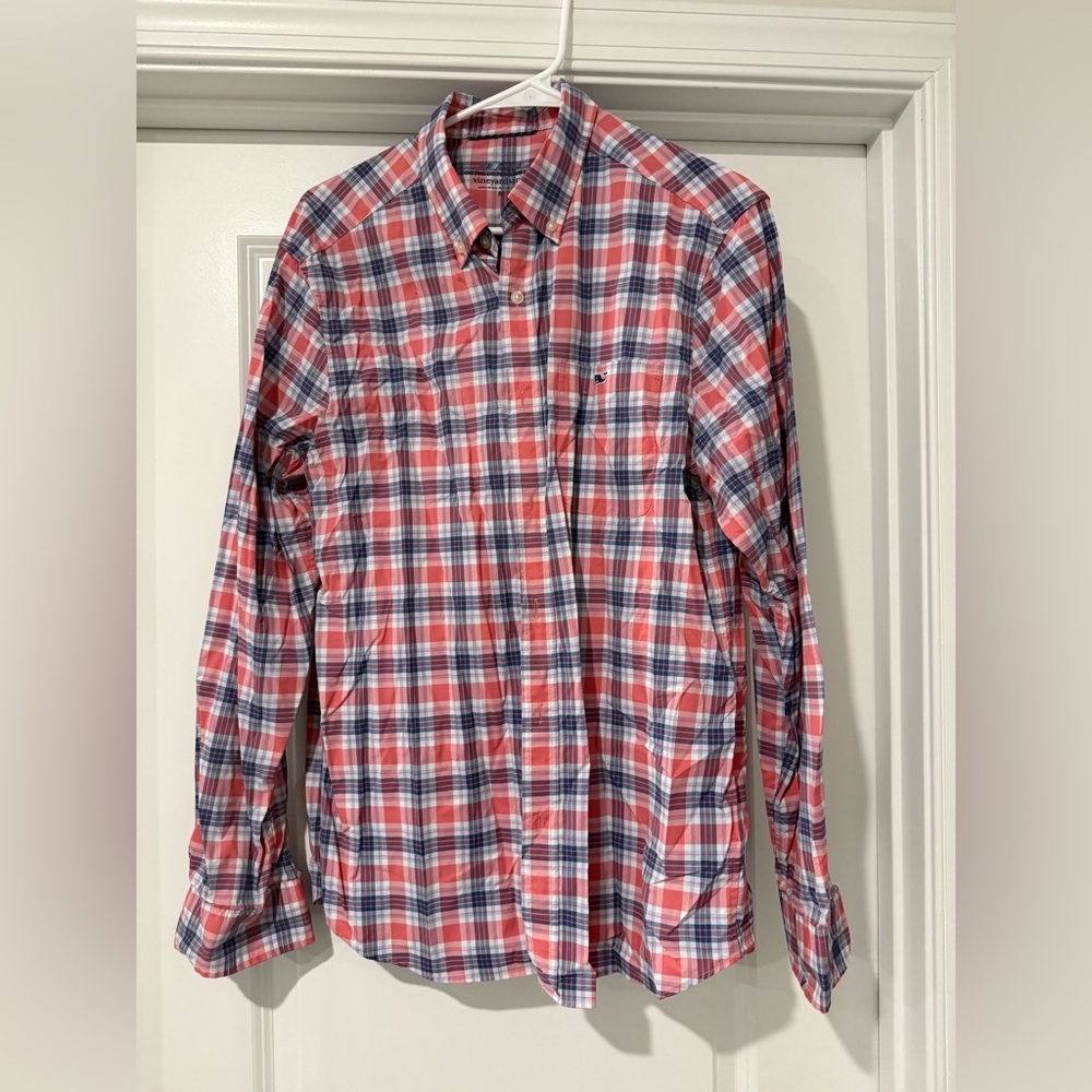Vineyard Vines Red and Blue Plaid Casual Shirt